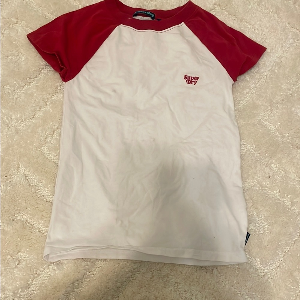 Superdry Red and White Short Sleeve Tee